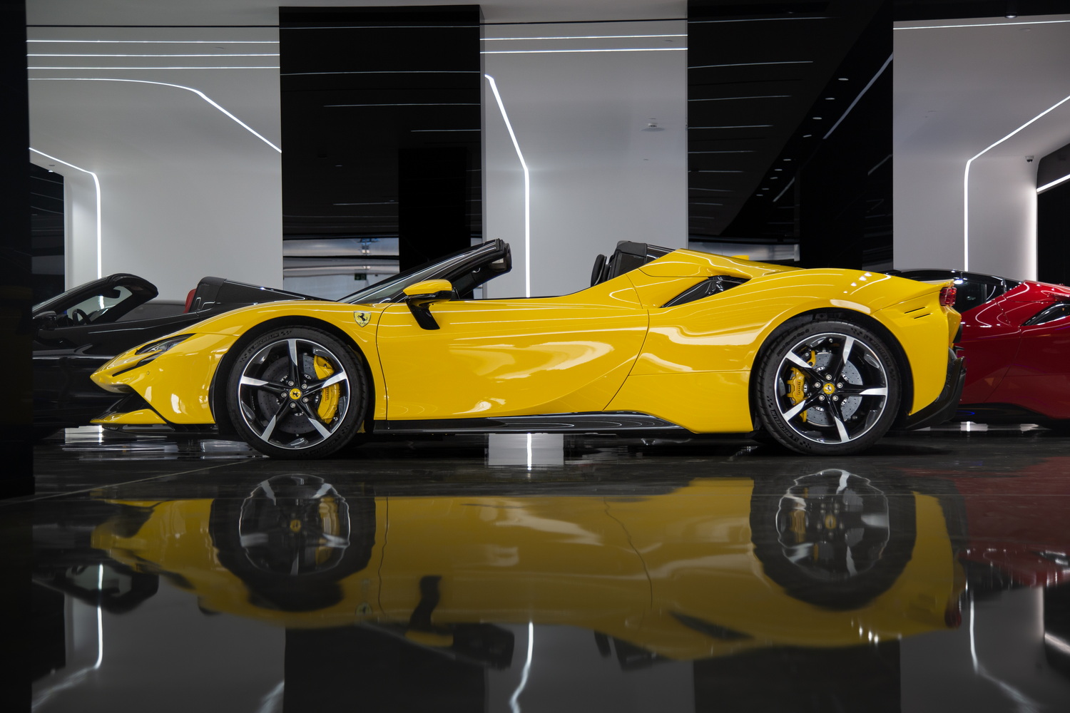 2023 Yellow Ferrari SF90 Spider at Exotic Cars Dubai
