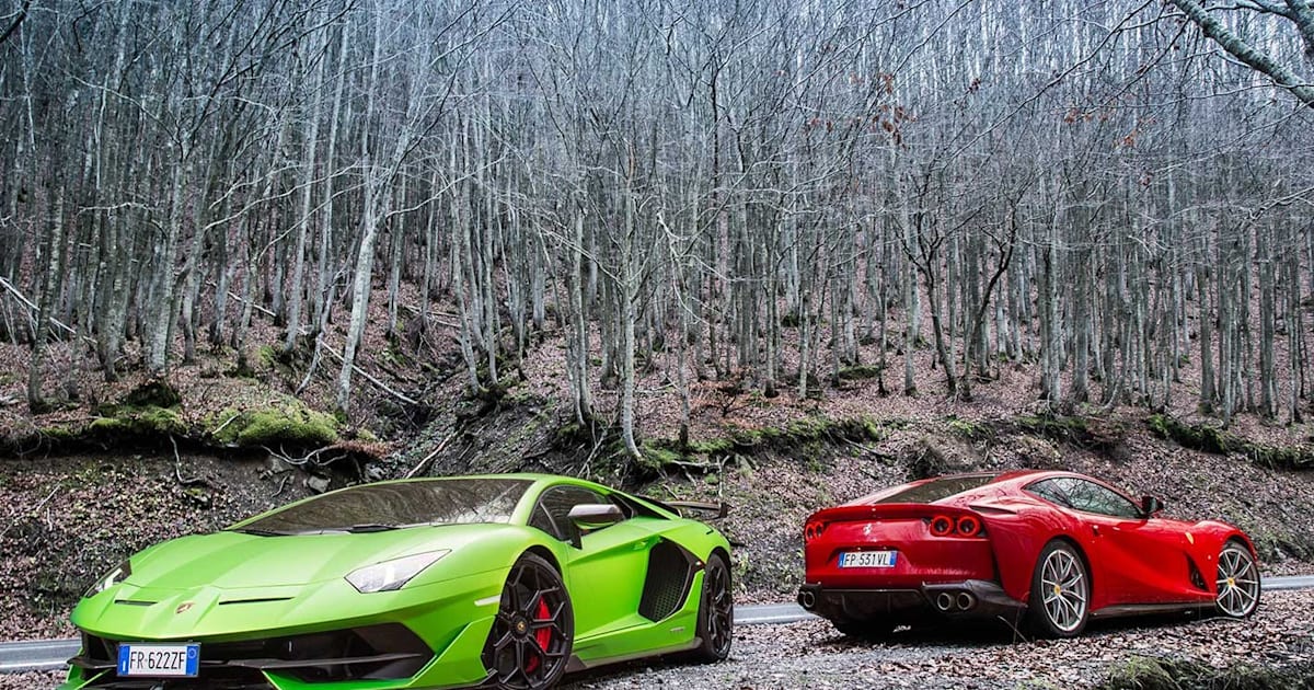 Aventador SVJ and Ferrari 812 Superfast